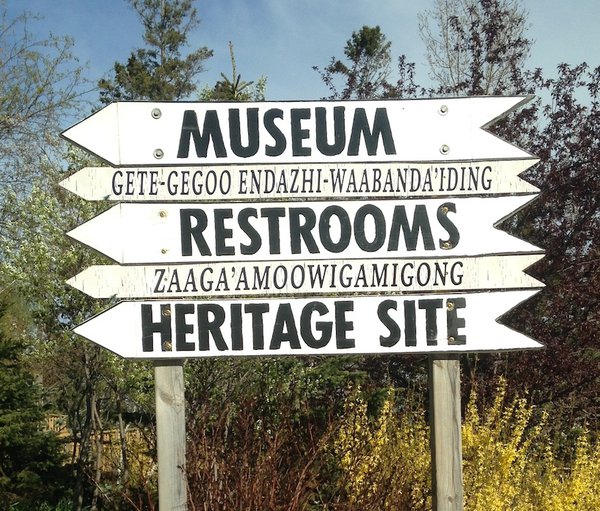 Bilingual signs on Madeline Island